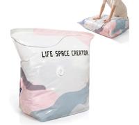 No Pump 3D Vacuum Storage Bags, Press and Seal Compression Bags, Reusable Large Vacuum Storage Bags Vacuum Pack Bags for Clothes, Duvets, Space Saving Hanging Garment Bag