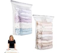 No Pump Vacuum Storage Bags, 2026 Upgrade Storage Compression Bags, Large Cube Vacuum Seal Bags, Moving & Travel Essentials, Reusable Prevent Moisture (2, M+L)