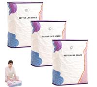 No Pump Vacuum Storage Bags, Better Life Space Bags, Large Capacity Compression Storage Bags For Clothes, Bedding & Blankets, Space Saving Vacuum Seal Bags Without Pump (3, 100x80x32cm)
