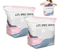 No Pump Vacuum Storage Bags Press & Seal, 2/4PCS, Large No-Pump 3D Vacuum Storage Bags, Vacuum Storage Bag, Reusable Vacuum Pack Bags for Clothes Duvet Travel and Home (M-2Pcs)