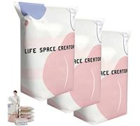 No-Pump Vacuum Storage Bags, Press & Seal 3 Sec Fast Vacuum Bags, Extra Large Space Saver Proof Bags, Reusable Pack Bags for Duvets Clothes Travel Home (L 3PCS)