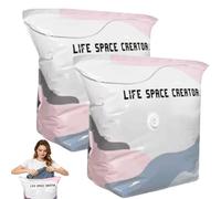 No-Pump Vacuum Storage Bags - Press & Seal, Extra Large Storage Bags, No Pump 3D Vacuums Storages Bag, Thickened Reusable Space Saver Vacuum Pack Bag for Travel and Home (2PC)