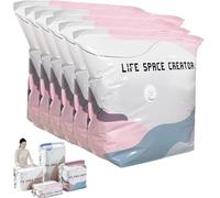No-Pump Vacuum Storage Bags, Press & Seal Large Vacuum Storage Compression Bags, Reusable Space Saver Bag for Clothes, Pillows, Blankets, Comforters, Jumbo Bedding (5PCS,Medium)