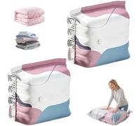 No-Pump Vacuum Storage Bags - Press & Seal, No Pump Needed, Reusable Roll-Up Compression Bags for Clothes, Duvets, Bedding, Blankets, Travel & Home Space Saving Storage (M)