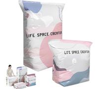 No-Pump Vacuum Storage Bags Press & Seal No Pump Needed Thickened Non Suction Vertical Compression Bag Space Saver Dust-proof Vacuum Seal Bag for Comforters Blankets Clothes (2PCS,M+L)