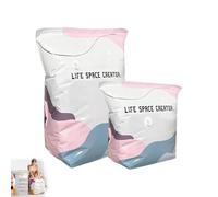 No-Pump Vacuum Storage Bags,Press & Seal Roll-Up Compression Bags,Extra Large Vacuum Storage Bags, No Pump Needed, 3-Sec Fast Compression, Thickened Reusable Space Saver for Clothe, Duvet (2PCS M+L)