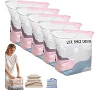 No-Pump Vacuum Storage Bags - Press & Seal, Thickened Non Suction Vertical Compression Bag, Extra Large Storage, Reusable Vacuum Pack Bags for Clothes Duvet Travel and Home (5Pcs-M)