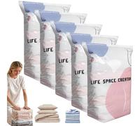 No-Pump Vacuum Storage Bags - Press & Seal, Thickened Non Suction Vertical Compression Bag, Extra Large Storage, Reusable Vacuum Pack Bags for Clothes Duvet Travel and Home (5Pcs-L)