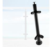No-Punch Balustrade Corner Post, Black Deck Stairway Glass Fence Pole For Courtyard/Pedestrian Bridge, Outdoor Round Silver Glass Railing System Post(B-CORNER,Height 85cm)