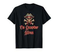 No Quarter Given Skull and Crossbones Pirate Distressed T-Shirt