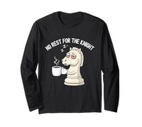 No Rest for The Knight (Night) - Funny Chess Lover Coffee Long Sleeve T-Shirt