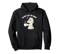 No Rest for the Knight (Night) - Funny Chess Lover Coffee Pullover Hoodie