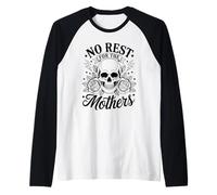 No Rest for The Mothers Skull Rose Tattoo Style Mom Raglan Baseball Tee