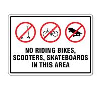No Riding Bikes, Scooters, Skateboards In This Area Sign Traffic and Parking Other Traffic Signs Metal 8x12 Inch - Clear Warning for Home & Business Use