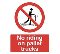 No Riding on Pallet Trucks Danger Warning Sign Self Adhesive Gloss Decal Sticker 160mm x 125mm