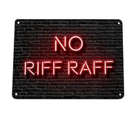 No Riff Raff Bar Sign - Neon style A4 Metal Bar Sign, home bar pub accessories