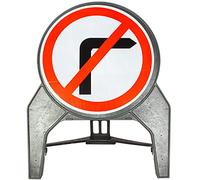 No Right Turn 750mm Circle Road Sign - Plastic Temporary Road Street Traffic Safety Sign for Road and Street Works - Freestanding with Reflective Sign Face