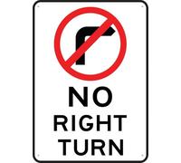 No Right Turn Outdoor, Uv Printed Rust Free Aluminum 12 X 8 In,Yard Sign For Home, Business, Driveway Alert