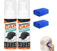 No-Rinse Baseball Cap Foam Cleaner,Hat Cleaner Kit,Baseball Cap Hat Cleaner Spray,Deep Cleaning Foam Cleaner for Baseball Caps,Trucker,Felt,Cowboy Hats Sweat Stain Odor Remover 2PCS