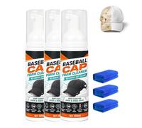 No-Rinse Baseball Cap Foam Cleaner, Stain Remover Foam Spray for Hats,Deep Cleaning Remover for Sweat Stain Dirt and Odor,No Rinse for Felt Cowboy Ball Caps Visors，3 Pcs