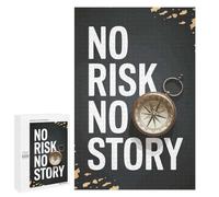 No Risk No Story Compass Decorative Wooden Puzzle, 1000 PCS - Year-End Present, for Screen-Free Relaxation at Home