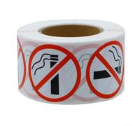 No Round Stickers, 500 Pieces per Roll, 2.5 cm Diameter Paper Decals for Restaurants, Cafes, Buses, Shops and Public Are