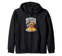 No Rules Just Snacks Burger Fries Fast Food Zip Hoodie