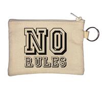 No Rules Shadow Font Logo Key Chain Coin Purse Beige