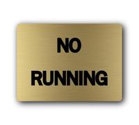 No Running Sign - 19.4x14.3cm Brushed Aluminium