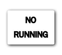 No Running Sign - 19.4x14.3cm Brushed Aluminium