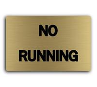 No Running Sign - 29.0x19.0cm Brushed Aluminium