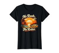No Rush No Rules - Relaxed Life Motto Tee Value Graphic T-Shirt, Women, Black, XL