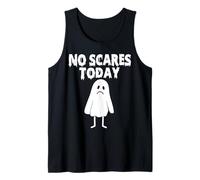 No Scares Today Funny Sad Ghost Halloween Costume Kids Boys Tank Top