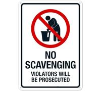 No Scavenging Warning Sign, Violators Will Be Prosecuted, Multicolor Aluminum Tin Plaque 12 x 8 Inch