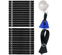 No-sew hangers for textiles, 24 pack, 150 x 12 mm loops, in black, with snap fastener, hanger tabs for tea towel, hand towel, rag, cloth, decorative items, camper accessories