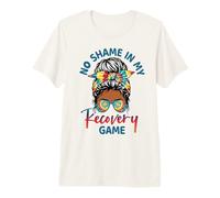 no Shame in My Recovery Game Messy bun Black Women Sobriety Premium T-Shirt