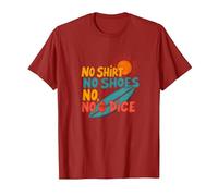 No Shirt, No Shoes, No Cube, Surfer Beach Lover Theme T-Shirt, Men, Cranberry Red, Large