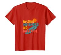No Shirt No Shoes No Dice Surfer Beach Lover Motto T-Shirt, Kids, Red, 4 Years