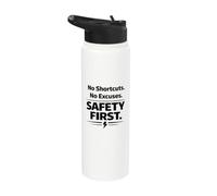 No Shortcuts. No Excuses. Safety First | Workplace Slogan Stainless Steel Insulated Water Bottle