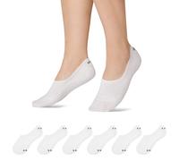 No Show Socks 6 Pairs Non-Slip - White UK 12-14