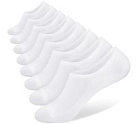 No Show Socks for Men 8 pack Cotton Thin Low Cut Non Slip for Loafer Flats Sneakers 6-11/12-15-Anti Odor - Pure White-Shoe Size: 6-11