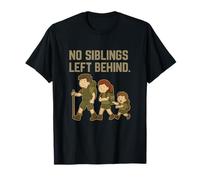 No Siblings Left Behind Military Stencil Hiking Graphic T-Shirt