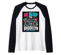 No Sleep Til Brooklyn Retro Boombox Music Lover Raglan Baseball Tee