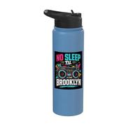 No Sleep Til Brooklyn Retro Boombox Music Lover Stainless Steel Insulated Water Bottle