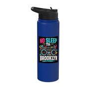 No Sleep Til Brooklyn Retro Boombox Music Lover Stainless Steel Insulated Water Bottle