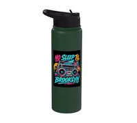 No Sleep Til Brooklyn Retro Boombox Music Lover Stainless Steel Insulated Water Bottle