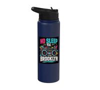 No Sleep Til Brooklyn Retro Boombox Music Lover Stainless Steel Insulated Water Bottle