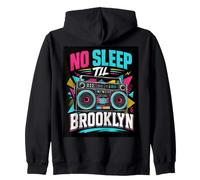 No Sleep Til Brooklyn Retro Boombox Music Lover Zip Hoodie