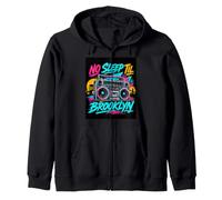 No Sleep Til Brooklyn Retro Boombox Music Lover Zip Hoodie