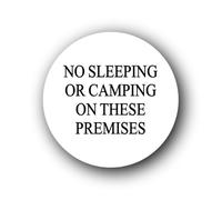 No sleeping or camping prohibition Sign - 9.5x9.5cm Brushed Aluminium